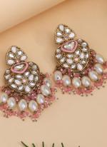   Festival Wear  Pink Color Kundan Earrings